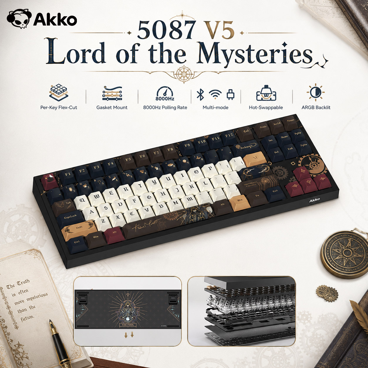 Gaming Keyboard Tkl - Akko Lord of the Mysteries Wireless