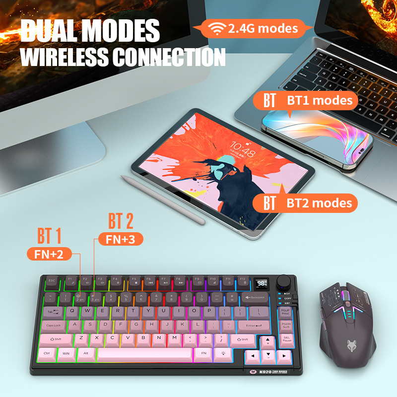 Dual-Mode 2.4G Bluetooth Wirel - Gaming Keyboard And Mouse Wireless 评论和价格