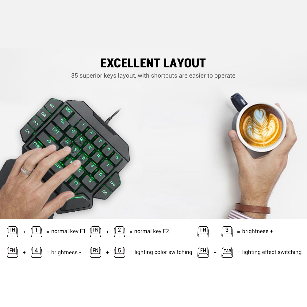 Blacklight Keyboard Onehanded  - Gaming Keyboard Half 评论和价格
