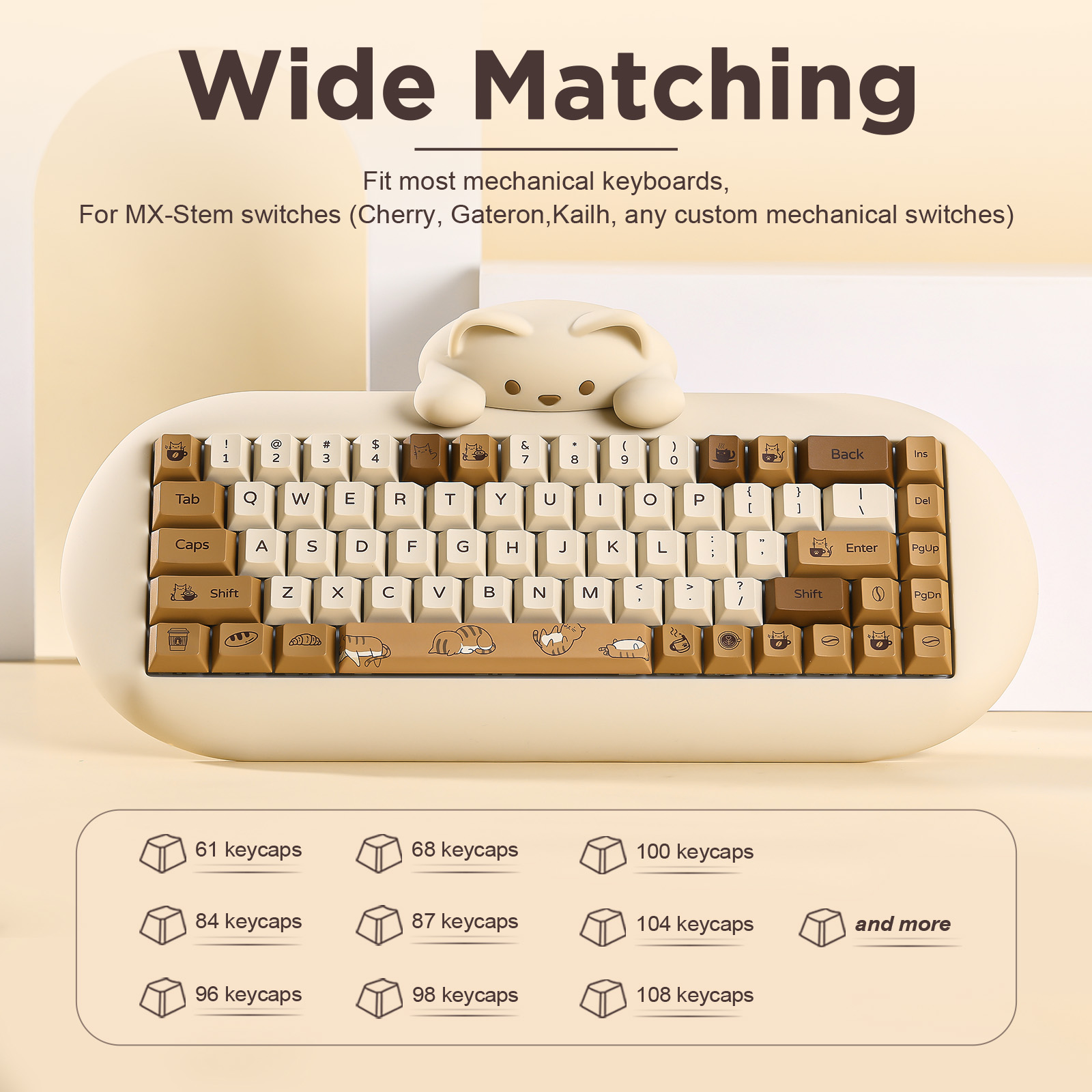YUNZII Coffee Cat PBT Keycaps, - Gaming Keyboard Bundle 评论和价格